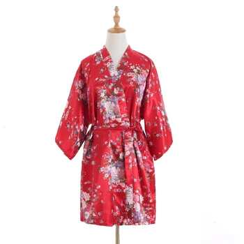 

Vintage Ladies' Satin Short Nightgown Sleepwear Chinese Women Robe Dress Gown Vintage Kimono Yukata Lounge Nightwear Pajamas
