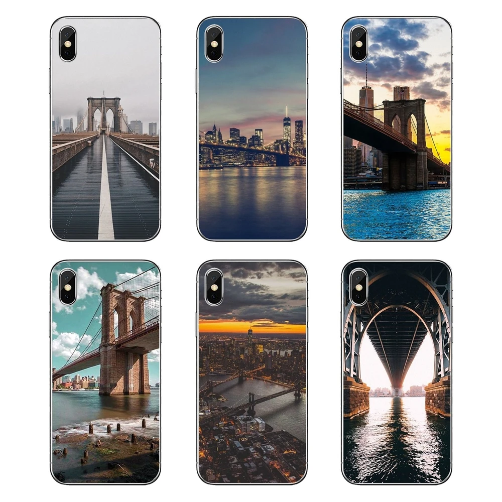For Huawei Honor 8 8C 8X 9 10 7A 7C Mate 20 Lite Pro P Smart Plus NYC brooklyn bridge New York City Transparent TPU Cover Bag |