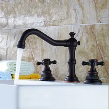 Современный из латуни смеситель для ванной комнаты кран для раковины масло потертый Бронзовый с двумя ручками отверстие