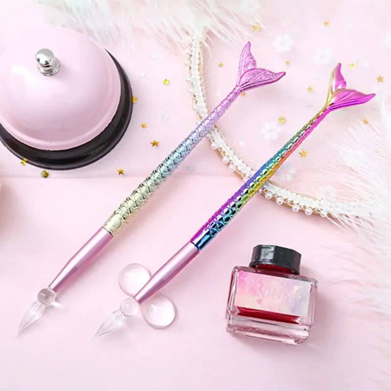 Красивая стеклянная ручка с рисунком рыбы, набор авторучек с чернилами ...