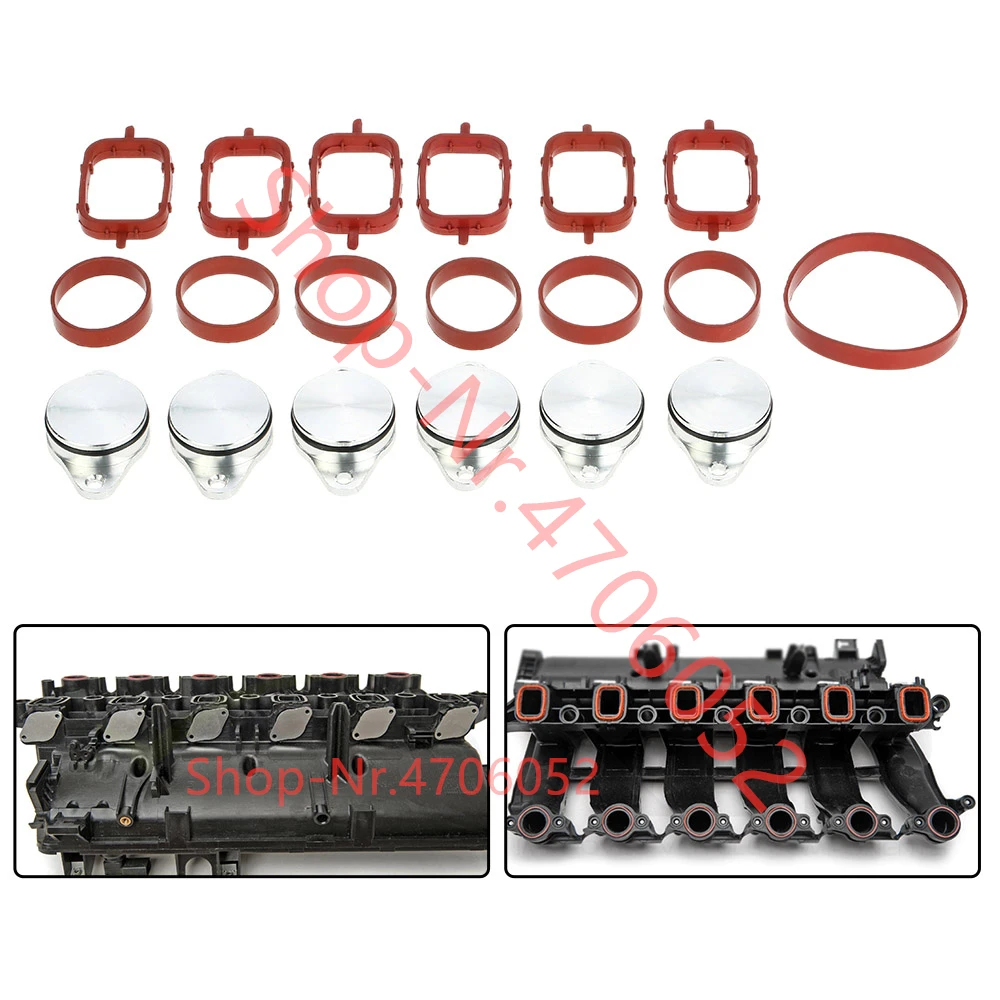 33 mm Swirl Flap Blanking Plates Kit with Intake Manifold Gasket for BMW 6items