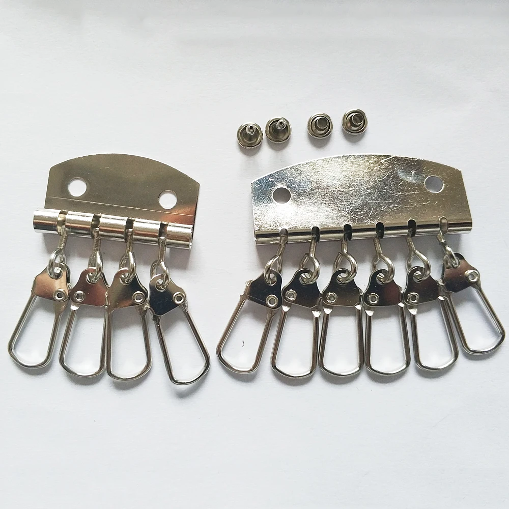 $10.58 DIY silver color leather craft wallet key ring buckle set 4/6 key position metal hardware accessories 30pcs/lot with rivet