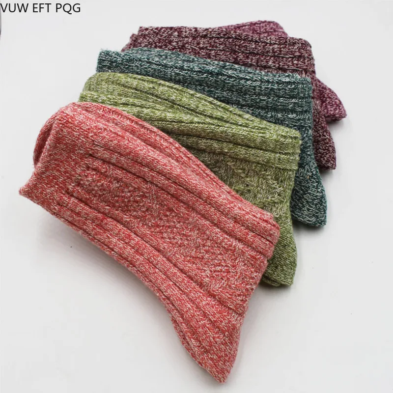 

Womens Sock Autumn And Winter Increase Long Double Needle Twist Women's Socks National Wind Wool Crew And Line Rabbit Wool