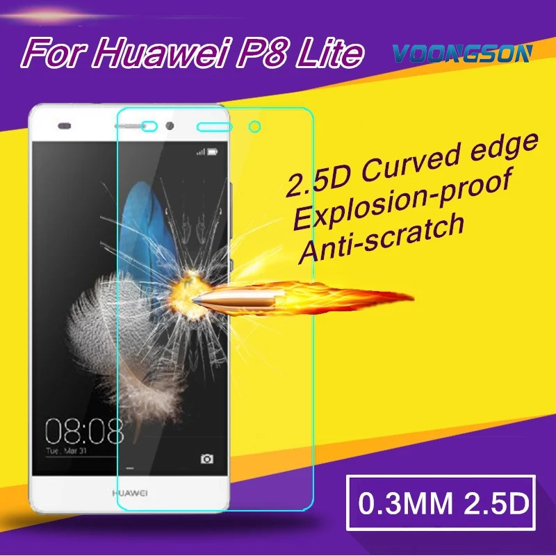 

VOONGSON Premium Tempered Glass For Huawei Ascend G7 Mate 7 P8 Lite P9 G9 Honor 4C 4X With Screen Anti Shatter Protector Film