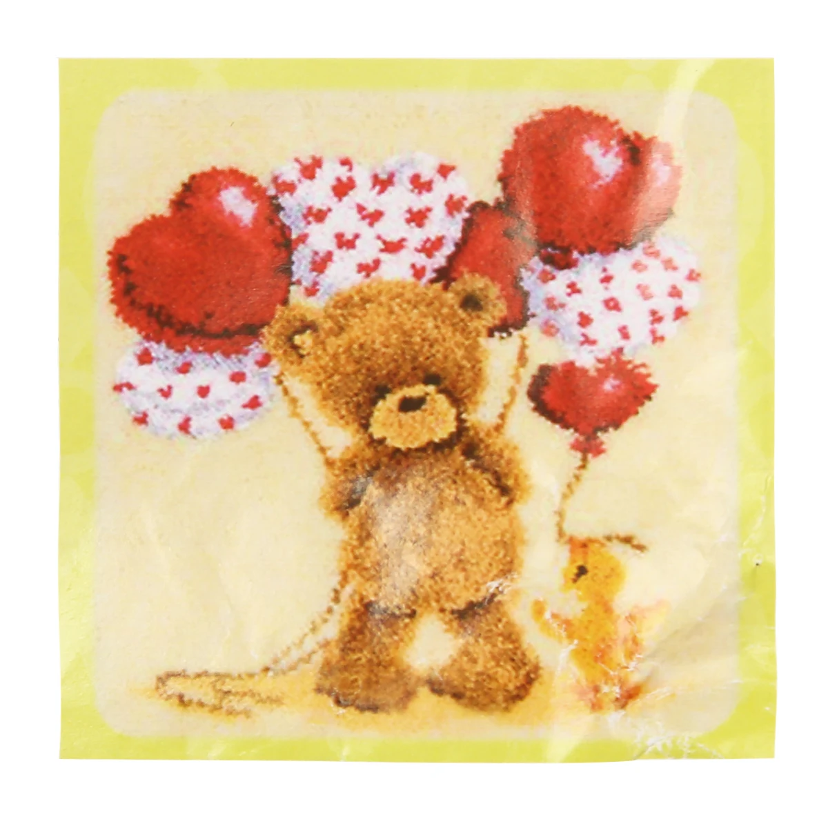 1 Set Latch Hook Rug Carpet Kits for DIY Needlework Unfinished Crocheting Rug Making Bear Balloon Pattern Cushion
