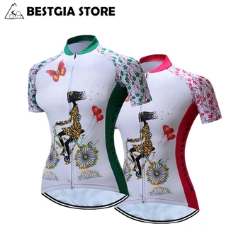 

Summer Women Cycling Jerseys Short Sleeve 100% Polyester Quick Dry Cycling Clothing Anti-UV Tops Bicycle Breathable Shirt