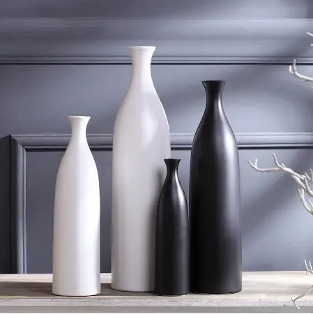 

white black ceramic fashion creative contracted flower vase pot home decor craft room decoration handicraft porcelain figurine
