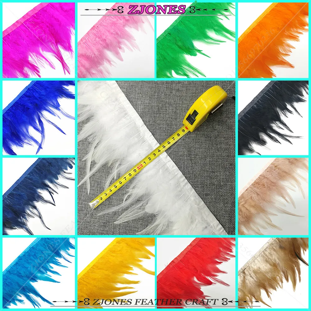 1/5/10 yards Hackle Rooster Tail Feather Fringe Trim Hat Sewing Crafts 15-20cm 