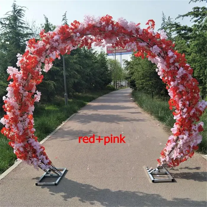 cherry blossom+ Утюг круглая стойка lucky двери полный DIY свадебное вечерние партия Декор Искусственный цветок вишни Арка полка