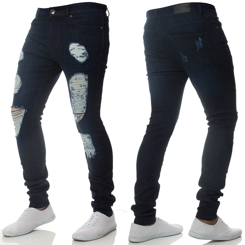 Vicabo мужские обтягивающие джинсы брюки повседневные брюки джинсовые черные джинсы Homme стрейч узкие брюки плюс размер рваные мужские джинсы