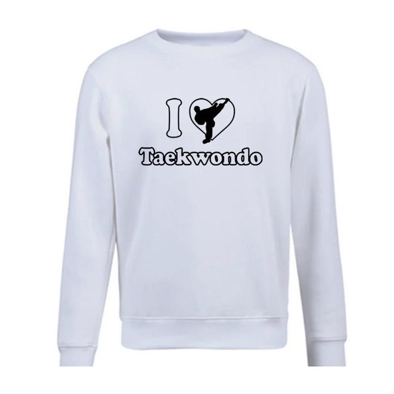 Мужской пуловер унисекс флисовые толстовки I Love Taekwondo свитшот забавное пальто в
