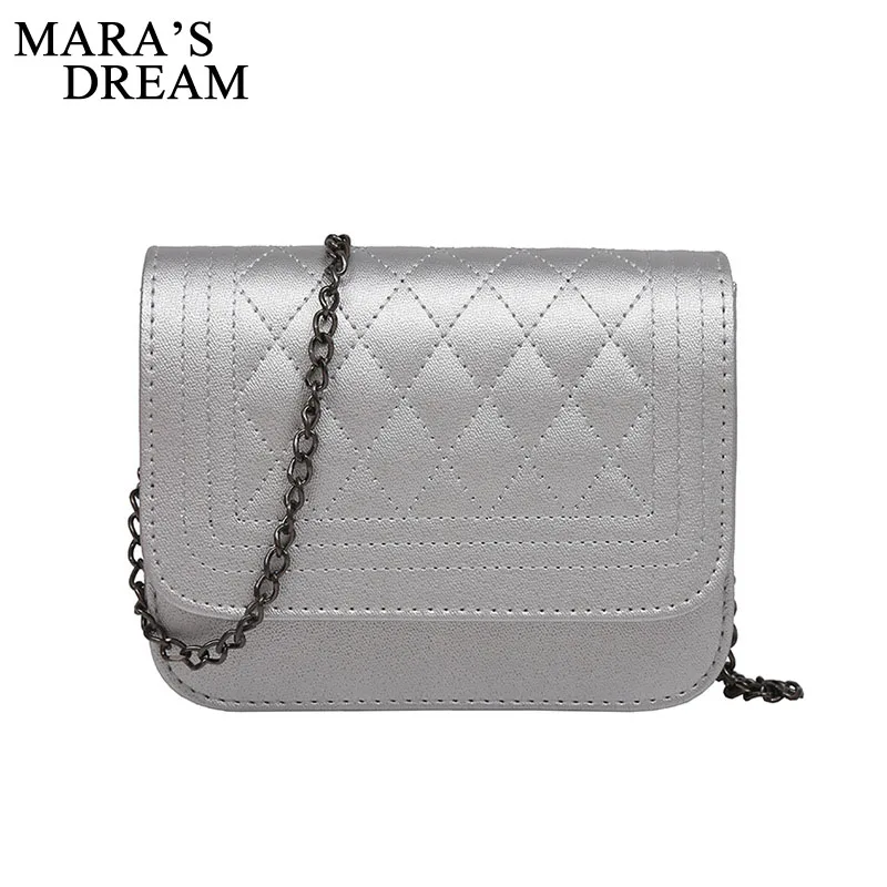 مارا حلم 2019 بو الجلود المرأة حقيبة ساعي منقوشة السيدات Crossbody حقيبة سلسلة العصرية الحلوى اللون صغيرة رفرف حقيبة يد للتسوق
