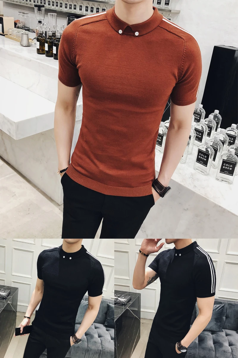 Fall 2018 Sweaters Short Sleeves Sweaters Mens Khaki Winter Sweaters Thick Pull-over Homme Black Chompa Para Hombre Fashion