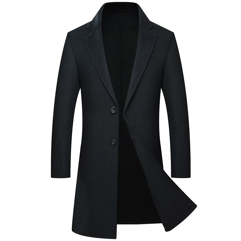 

2018 winter new wool coat men's casual long woolen coat men's solid color casual fashion jacket casual men's coat XD709