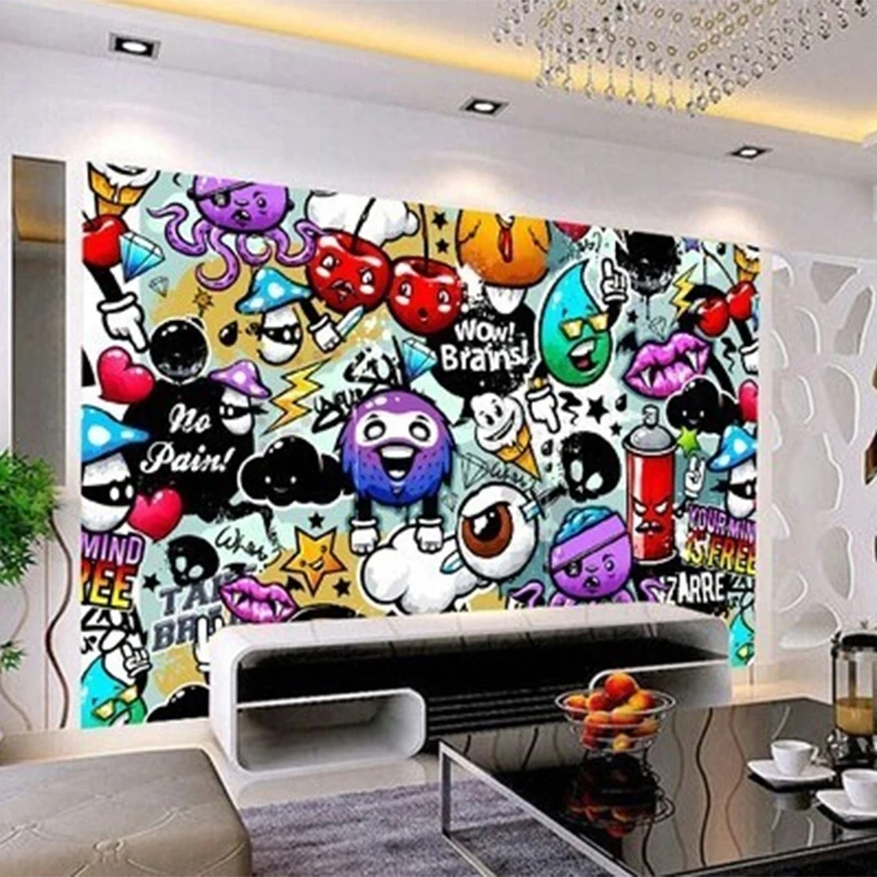 Фото обои современные 3D Граффити Фреска детская спальня KTV бар Творческий декор для стен художественные обои для стен 3 D Papel де Parede