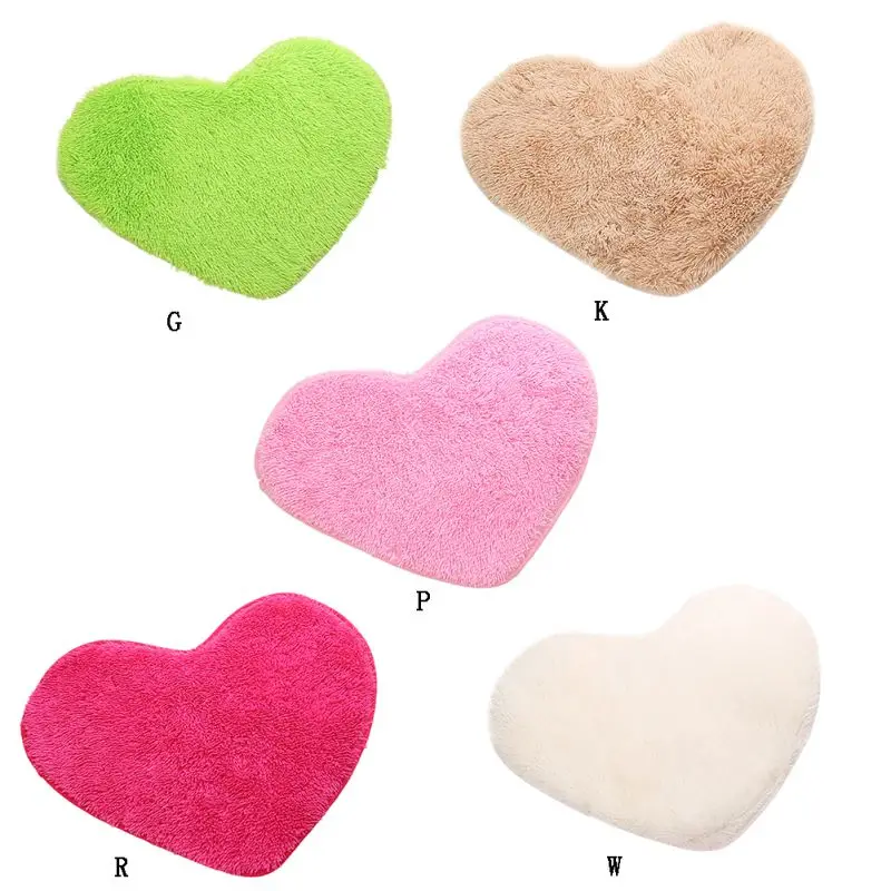 

Washable Anti-slip Small Carpets Solid Color Super Absorbent Blanket for Home Love Heart Pattern Mat Fluffy Shaggy Area Rug