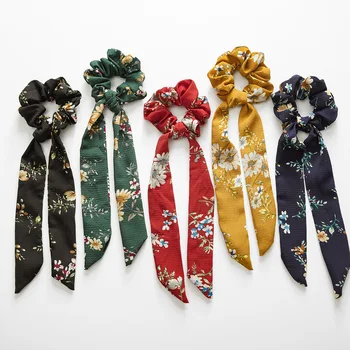 

2019 Sweet Women Ribbon Scrunchie Satin Bowknot Rubber Elastic Hair Band Rope Ponytail Holder Gum for Girls Hair Accessories