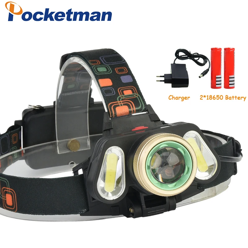 

Zoomable 10000 LM T6+2*COB LED Headlamp 18650 Battery Flashlight Waterproof 4 Modes Lantern Torch For Camping Hiking 10