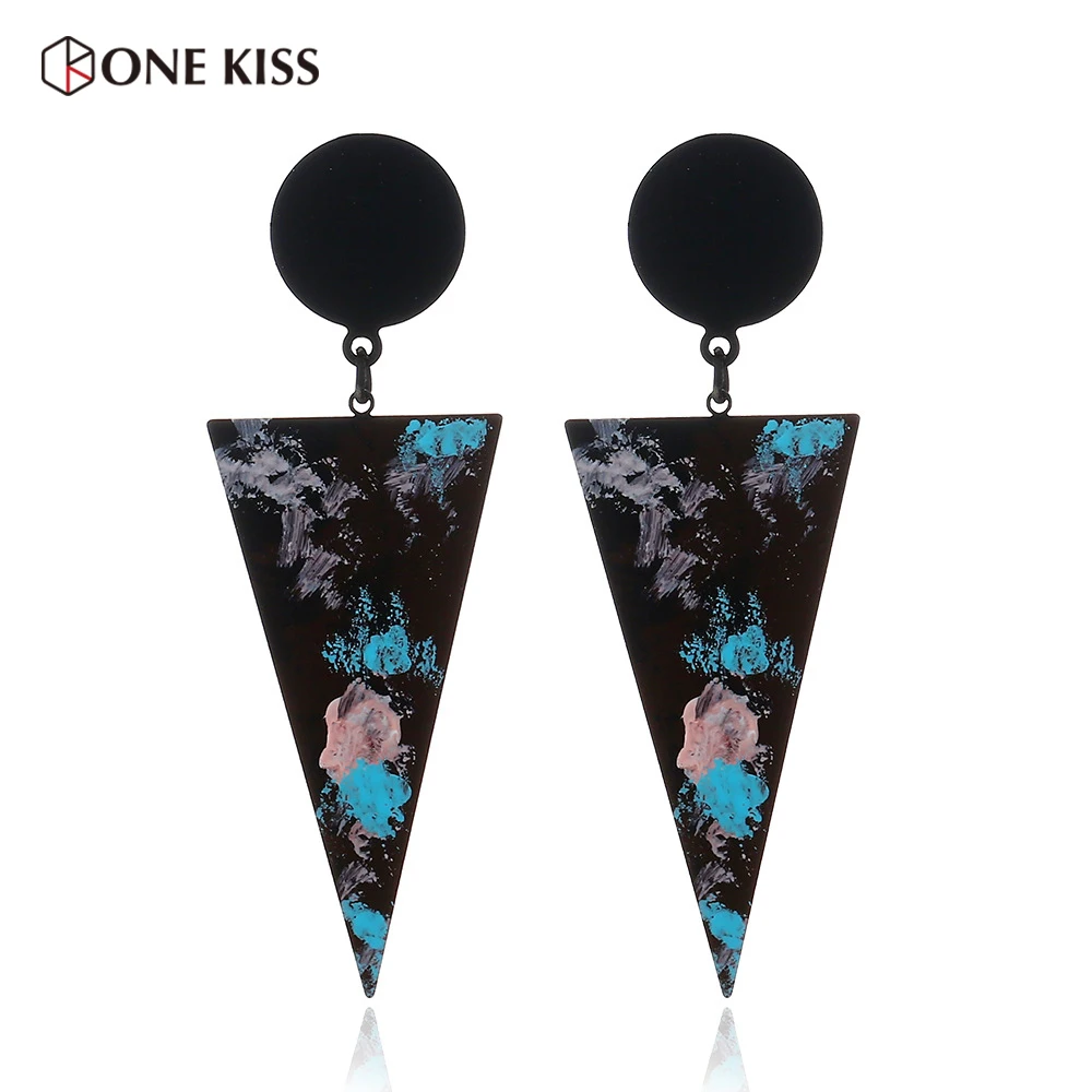 

Trendy Geometry Triangle Long Drop Earrings for Women Personality Graffiti Handmade Statement Dangle Earring Party Jewelry Gift