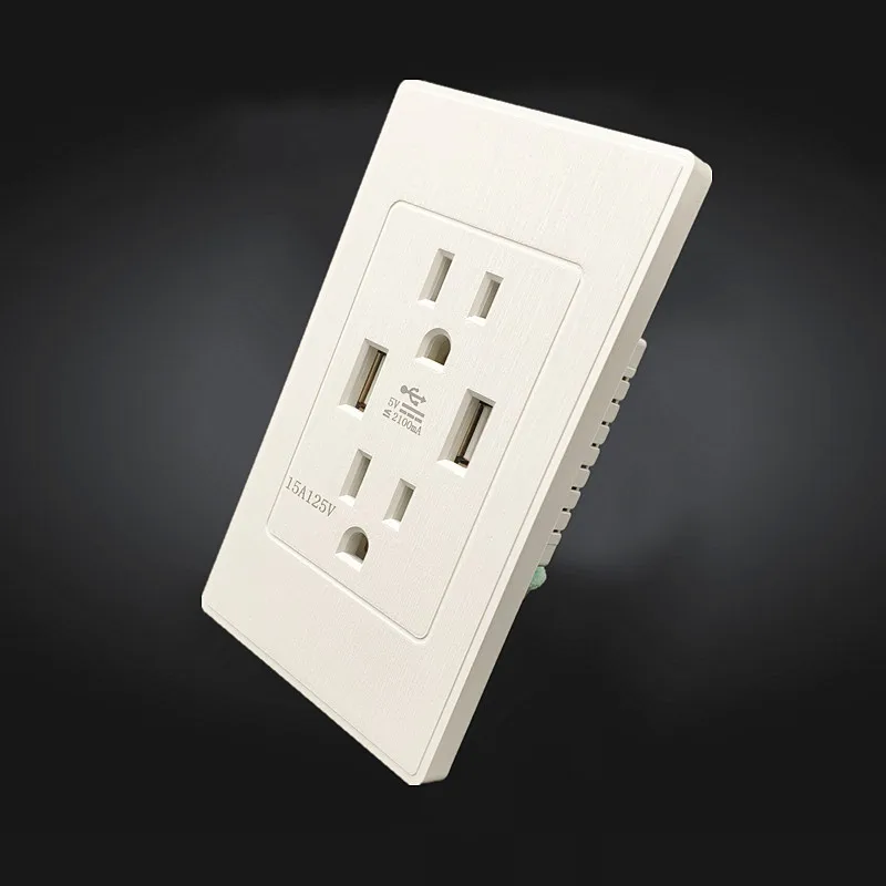 15A UL американская двойная USB настенная розетка американский стандарт US 2.1A панель|