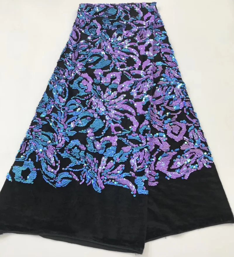

Free shipping (5yards/pc) High quality African velvet lace fabric with allover sequins embroidery for party dress VLR01
