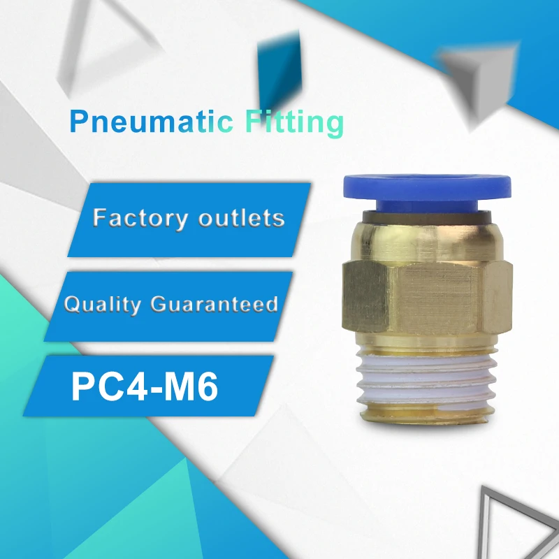 

1pc/lot PC4-M6 Male Air Straight Push in Fitting Pneumatic Hose Quick Coupler Pipe Connectors Push to Connect Air