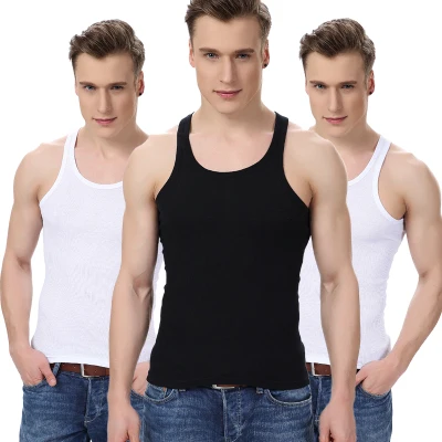 TEXIWAS, 3 шт., модные брендовые мужские хлопковые топы с круглым вырезом, летние безрукавки с v-образным вырезом, повседневный жилет, белый, серый, черный - Цвет: T6