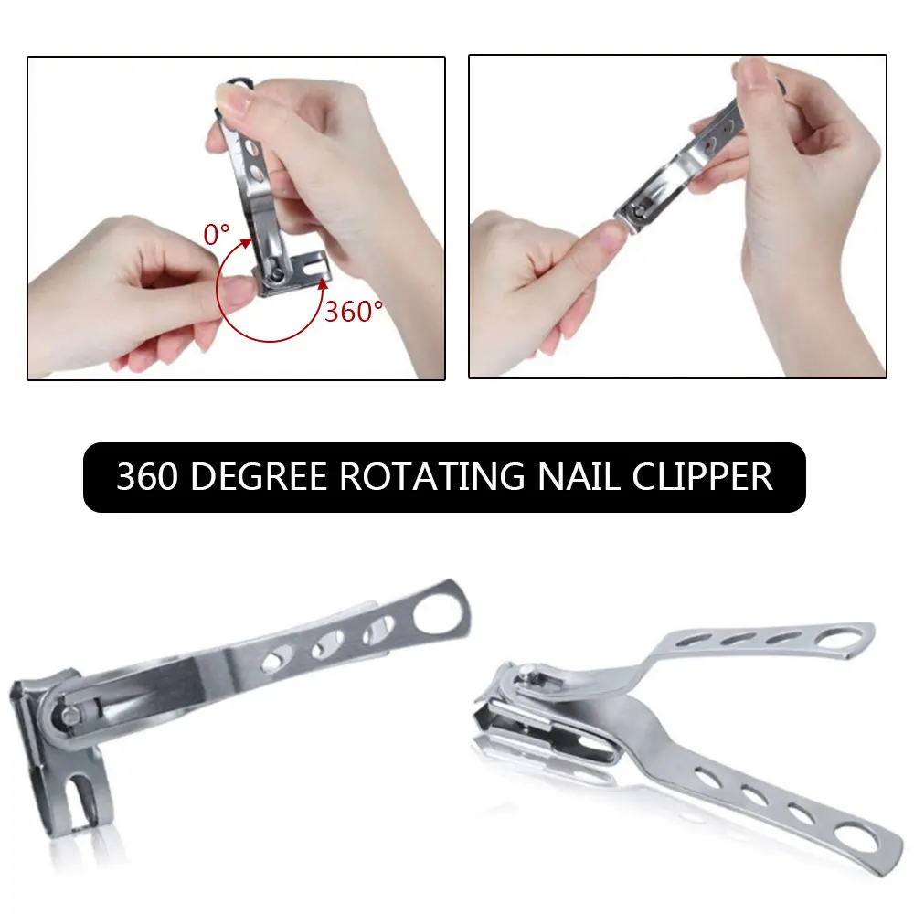 Dighealth Professional Stainless Steel Nail Clippers Large 360 Degree Rotating Nail Cutter Trimmer Finger Toe Manicure Tool Toe Nail Clipper Nail Clipper Set Nail Clipper Nail Clippers Manicure Nail Clipper Set Nail Clippers Kit