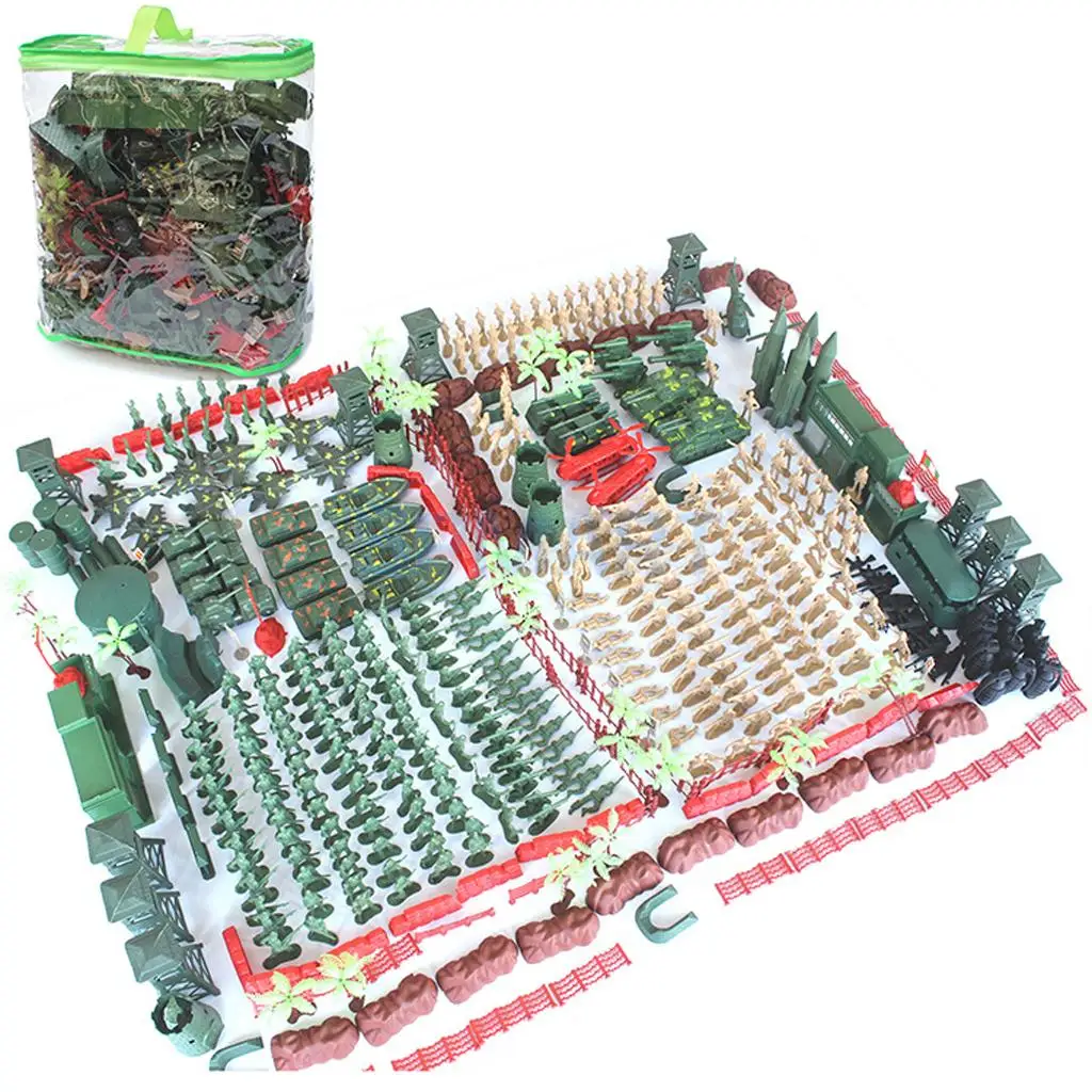 

520pcs Plastic Military Playset 5cm Soldier Figures with Assorted Army Accessories Model Toys For Children Boys