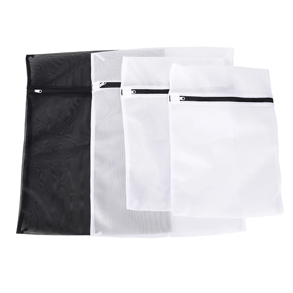 

MENGXIANG 4pcs/lot Polyester Zipped Clothes Washing Machine Laundry Bra Aid Lingerie Mesh Net Delicates Laundry Wash Bags