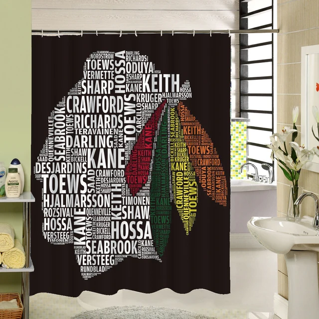 Machine Washable Fabric Shower Curtain Black Abstract Desgin 3d