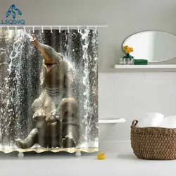 Милый мультфильм Животные Слон попугай кошачий душ шторы ткань водостойкий полиэстер для ванная комната с Крючки 180x180 см