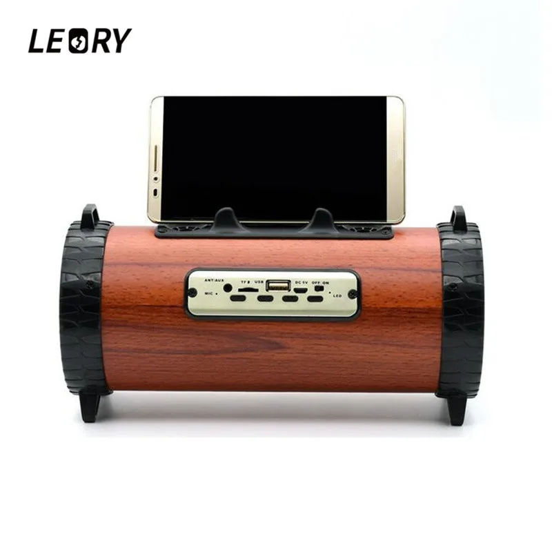 LEORY bluetooth динамик Портативная Беспроводная музыкальная Колонка fm-радио TF Напольный Деревянный Динамик ABS для IOS Android телефонов