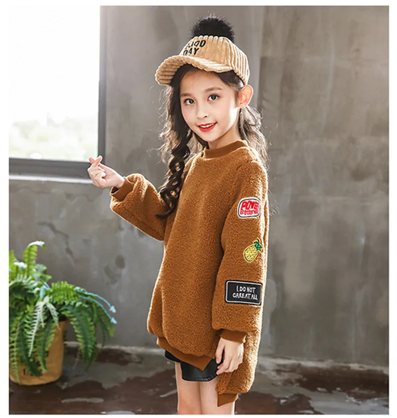 Winter warm thick cashmere sweater for girls jackets round neck jackets for girls coat children clothes (8)