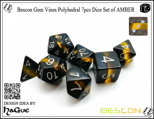 Bescon минеральные камни драгоценные лозы многогранные D& D игральные кости Набор из 7, ролевые игры игральные кости 7 шт. набор янтаря