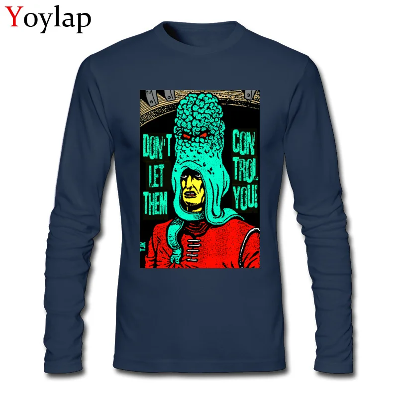 100% Cotton Men Long Sleeve Tops T Shirt Mind Games In Aqua Printed On Summer/Fall T Shirt Slim Fit Family Round Neck Tee-Shirt Mind Games In Aqua navy