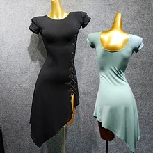 Женское платье для латинских танцев, комфортное модальное платье для Фламенго румбы/ковбоя/сальсы, тренировочная одежда, тренировочная Одежда для танцев VDB494