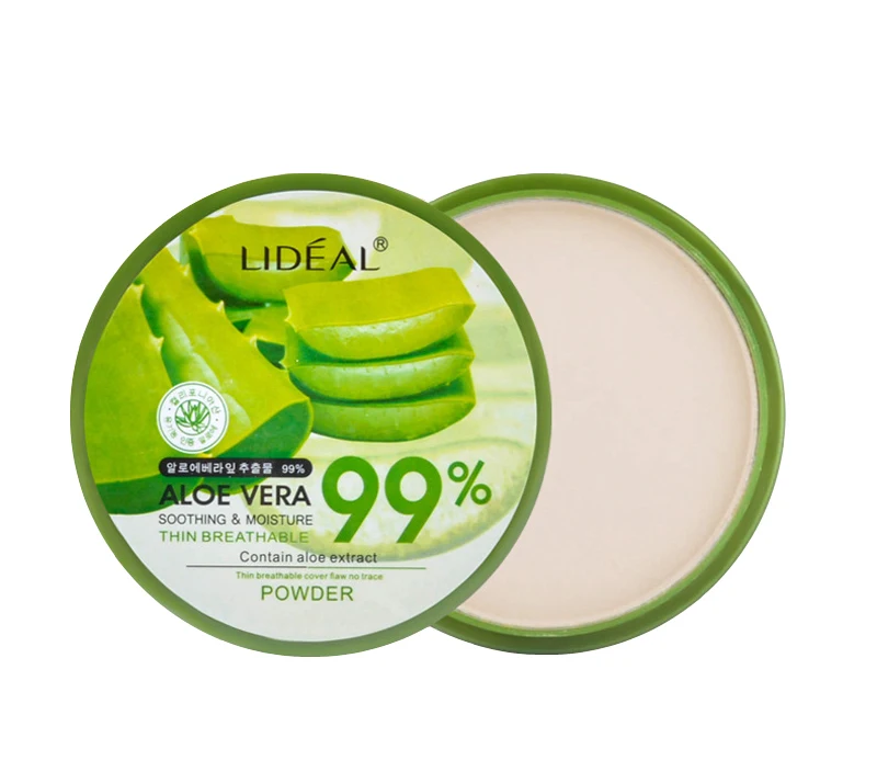 

1pc Natural Aloe Vera Pressed Powder LongLasting Face Compact Powder Makeup Moisturizer Whitening Smooth Foundation Concealer