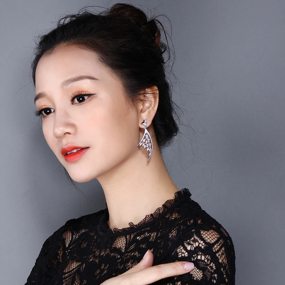 New jewelry women's crystal rhinestone earrings Fashion Zirconia crystal wholesale Trendy Dangle Sail Earring elegant jewellery