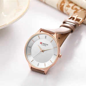 Image 5 - Luxury Brand CURREN Charm Rhinestone Wrist Watches Ladies Dress Analog Quartz Watch Women Leather Female Clock bayan kol saati