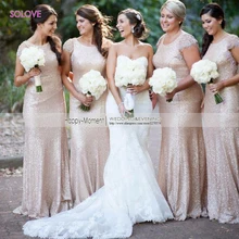 Custom Made Scoop Mermaid Bridesmaid Dress 2016 Cap Sleeve Sequins Beaded Bridesmaid Dress vestido de dama de honor(SL-B29)