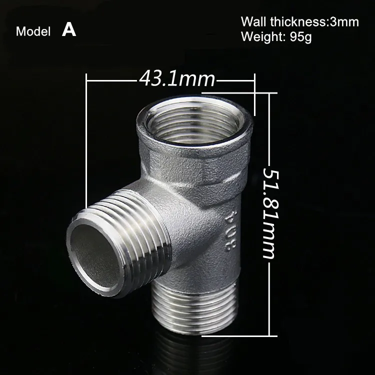 304 нержавеющая сталь 1/" Тройник соединительное СОЕДИНЕНИЕ ФИТИНГИ соединители Фитинги для водопроводных труб Т-образный кран