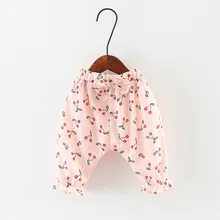 Летние штаны для девочек стиль детская вишня лук Спадающие штаны Мотобрюки корейский 0-3 лет