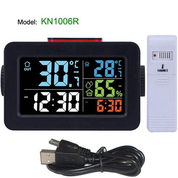 KN1006R Black Подарок идеи цифровые настольные часы Будильник Повтор с температурой термометр влажности гигрометр цветная настольная телефон часы с зарядным устройством. термометр уличный гигрометр температуры и влажности - Цвет: KN1006R Black