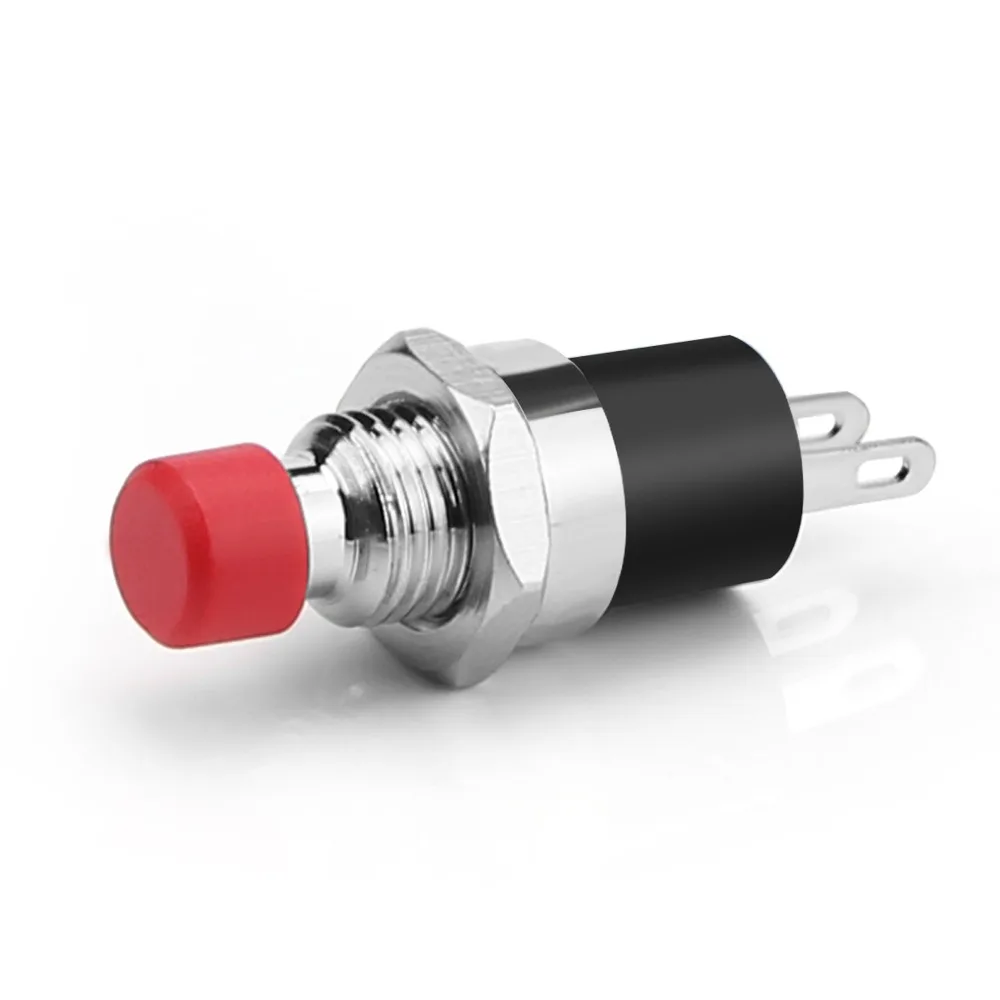 Мини 7 мм IP67 Кнопка фиксация SPST N/O выключателя красный/черный для