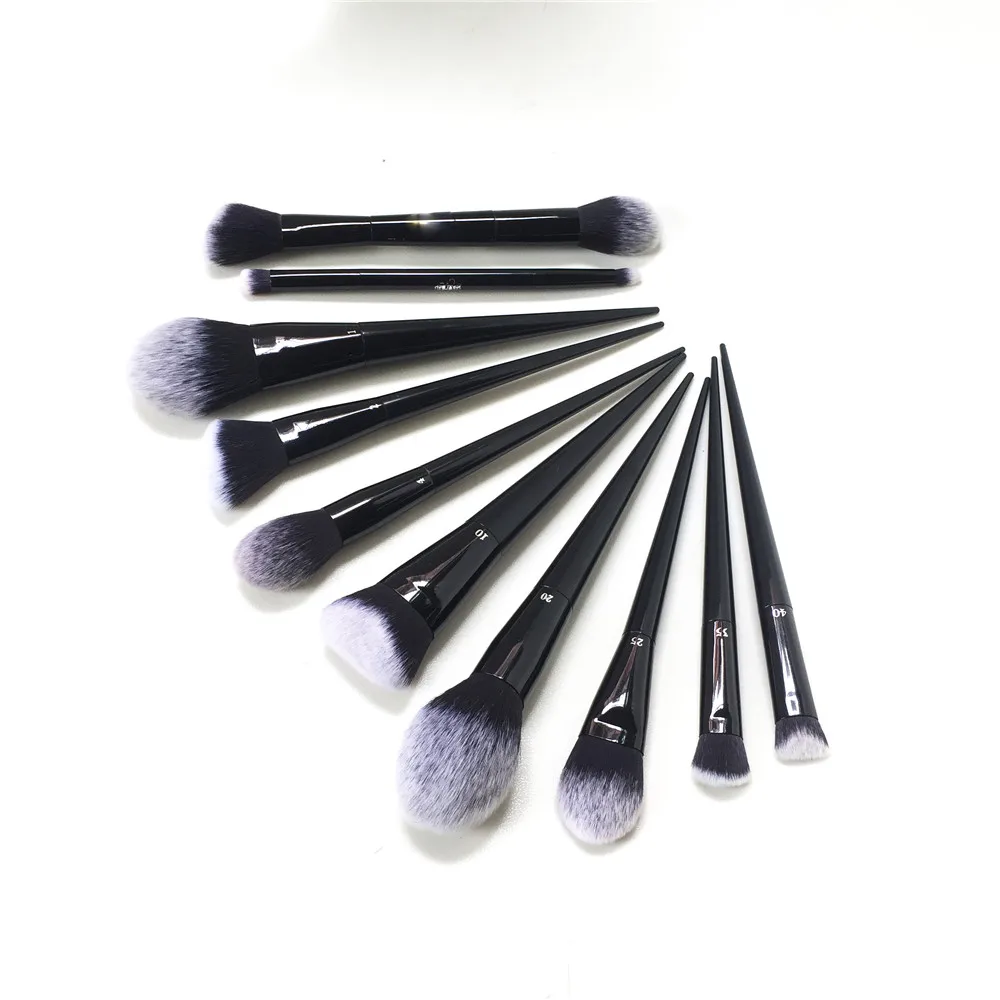 

K-SEREIS 10Pcs Makeup Brush Set Shade+Light Lock-it edge Powder Foundation Contour Concealer Eyeshadow No.10 20 25 35 40 1 2 4