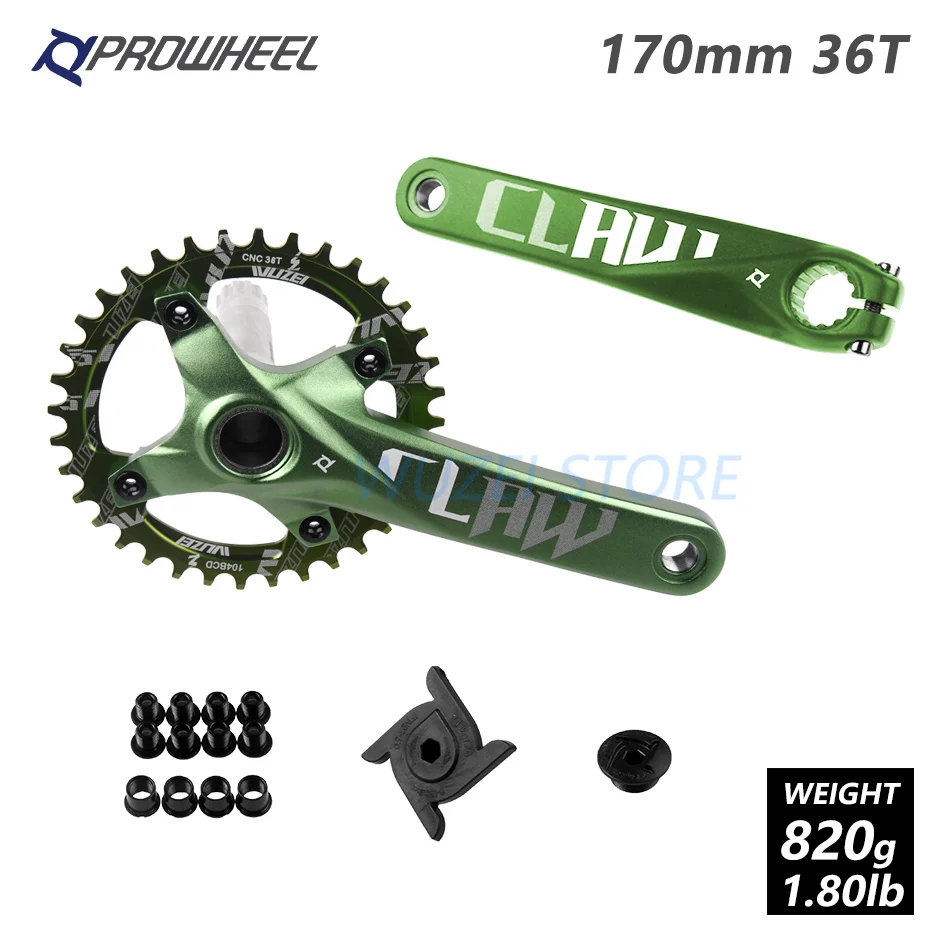 Prowheel 104 BCD mtb шатун со звездочками для велосипеда пластины 170 мм/30/32/34/36/38 T Круглый звездочки шатун для горного велосипеда комплект велосипед Запчасти - Цвет: 170mm Green 36T