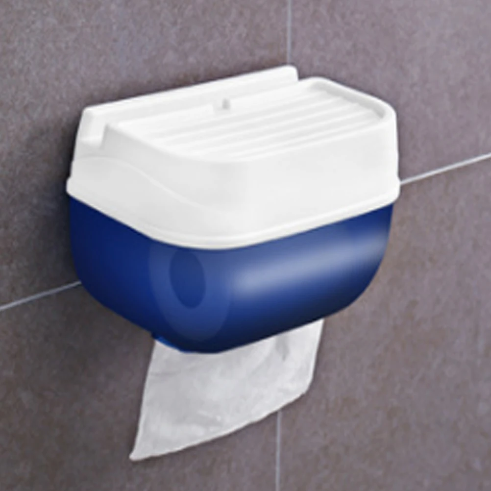Настенный диспенсер для салфеток для лица без сверления, пластиковый водонепроницаемый органайзер для салфеток, модный влагостойкий рулон туалетной бумаги для ванной кухни(синий