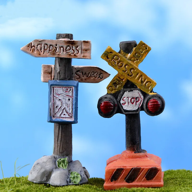 Simulation Road Sign Station Models Anime Figure Cartoon Resin Decoration DIY Creative Crafts Material Assembly Ornaments Figma | Игрушки и