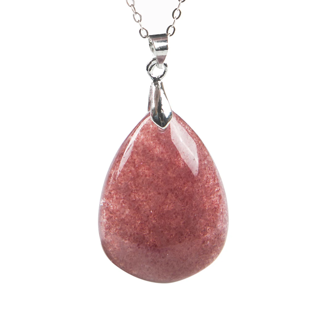 

Natural Red Ice Strawberry Quartz Necklace Pendant Women Party Anniversary Crystal Healing 35x25x8mm Fashion Pendant Jewelry